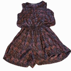 Gibson Red and Black Romper with Triangle Pattern and Button Front Size …